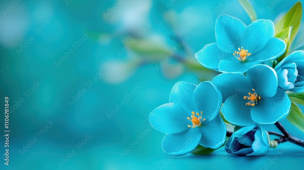 Fototapeta premium Vibrant Teal Flowers Spring Bloom Nature Background Floral Wallpaper