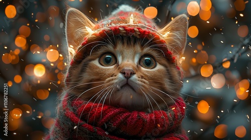Super cute and lovely Christmas kitten