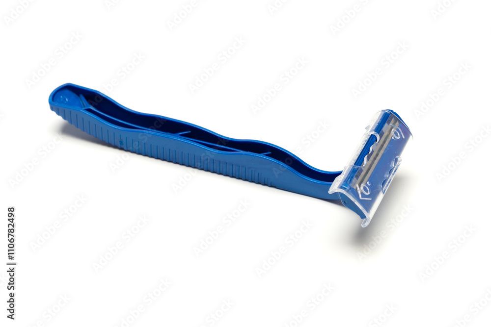 disposable razor blade with it's blade cover, isolated on white background disposable razor blade with it's blade cover, isolated on white background