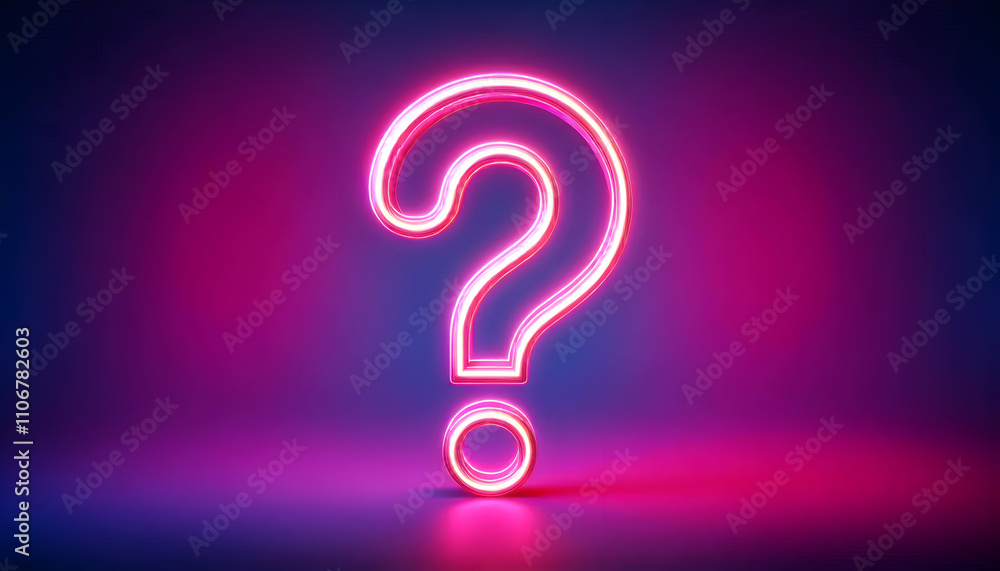 Icon A neon pink glowing question mark symbol in vector typography, against a gradient background, emphas4 Icon A neon pink glowing question mark symbol in vector typography, against a gradient background, emphas4