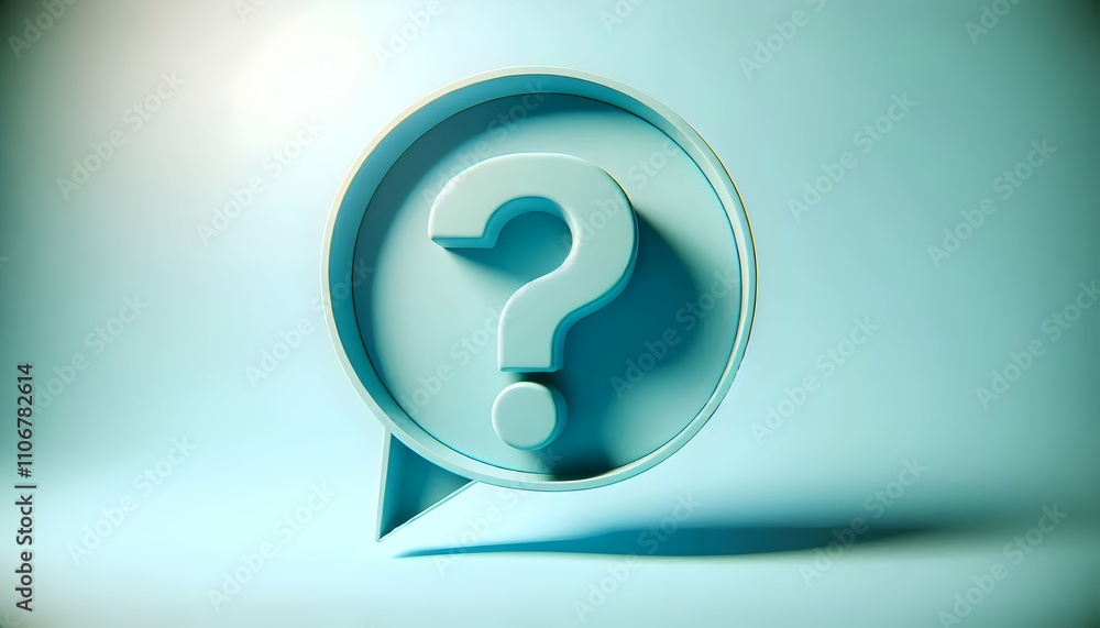 Icon A question mark inside a 3D speech bubble with a teal background, isolated with soft shadows for a c1 Icon A question mark inside a 3D speech bubble with a teal background, isolated with soft shadows for a c1