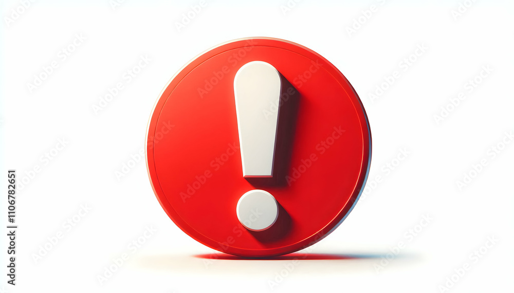 Icon A red circle with a white exclamation mark sign, isolated on a white background, casting a subtle sh1 Icon A red circle with a white exclamation mark sign, isolated on a white background, casting a subtle sh1
