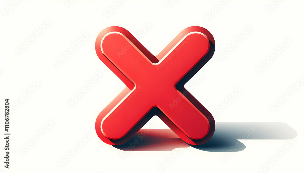 Icon A minimalistic red cancel cross icon with a shadow, isolated on a white background, representing clo4 Icon A minimalistic red cancel cross icon with a shadow, isolated on a white background, representing clo4