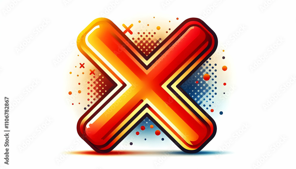 Fototapeta premium Icon A cancel cross icon with a gradient red to yellow fill, isolated on a white background, signaling wr4