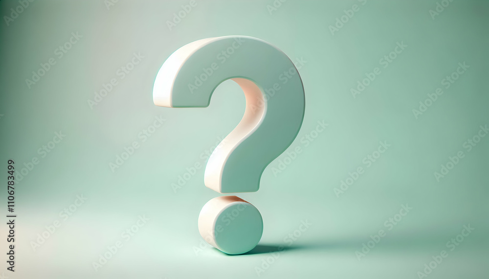 Icon 3D isolated question mark on a pastel green wall background with soft lighting and subtle shadow eff4 Icon 3D isolated question mark on a pastel green wall background with soft lighting and subtle shadow eff4