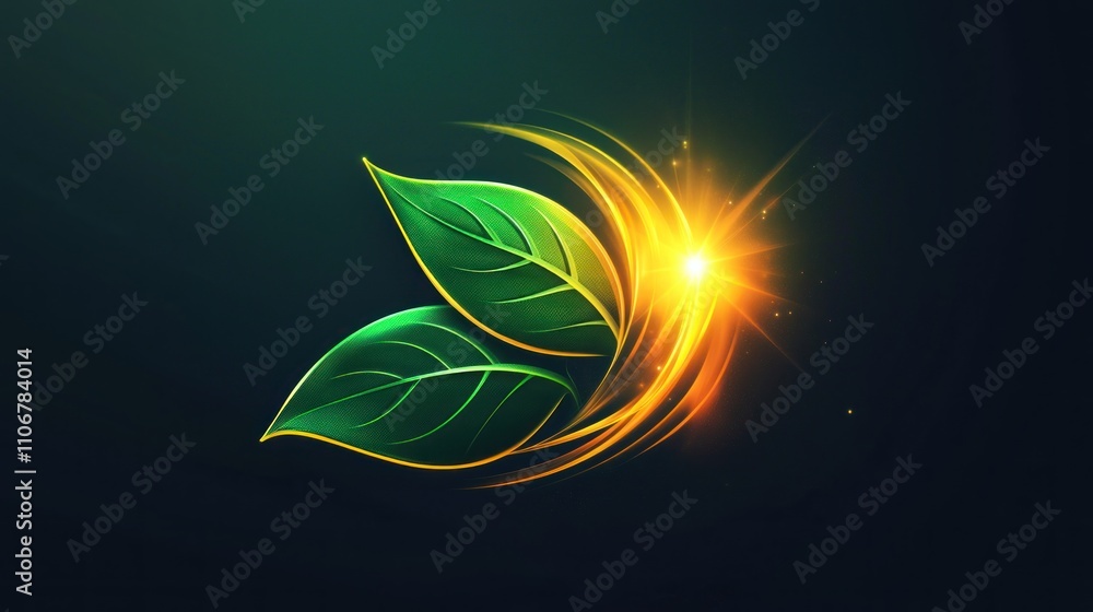 A digital fresh icon with a leaf and sun design, evoking a sense of nature and renewal. A digital fresh icon with a leaf and sun design, evoking a sense of nature and renewal.