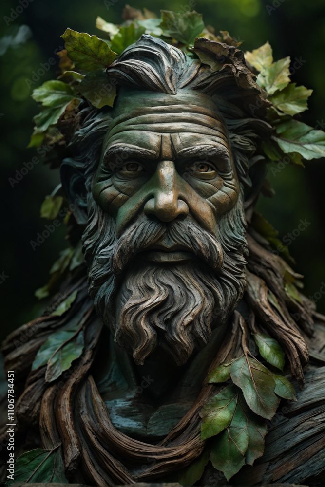 Weathered Man with Deep Green Eyes and Autumn Leaves Weathered Man with Deep Green Eyes and Autumn Leaves