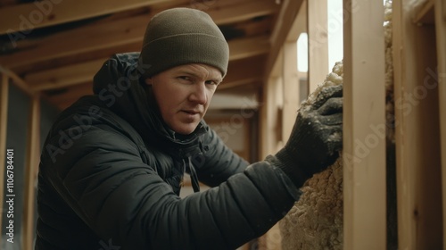 Insulation Installation with Ambient Lighting in Wooden Frame