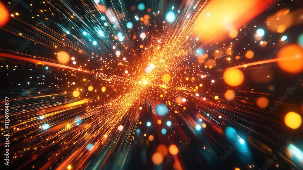 Fototapeta premium Wallpaper Abstract red landscape forming from particles background