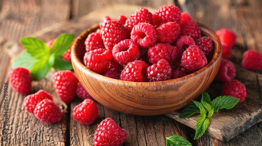 Health Benefits of Fresh Red Raspberries Displayed for Healthy Eating Concept Health Benefits of Fresh Red Raspberries Displayed for Healthy Eating Concept