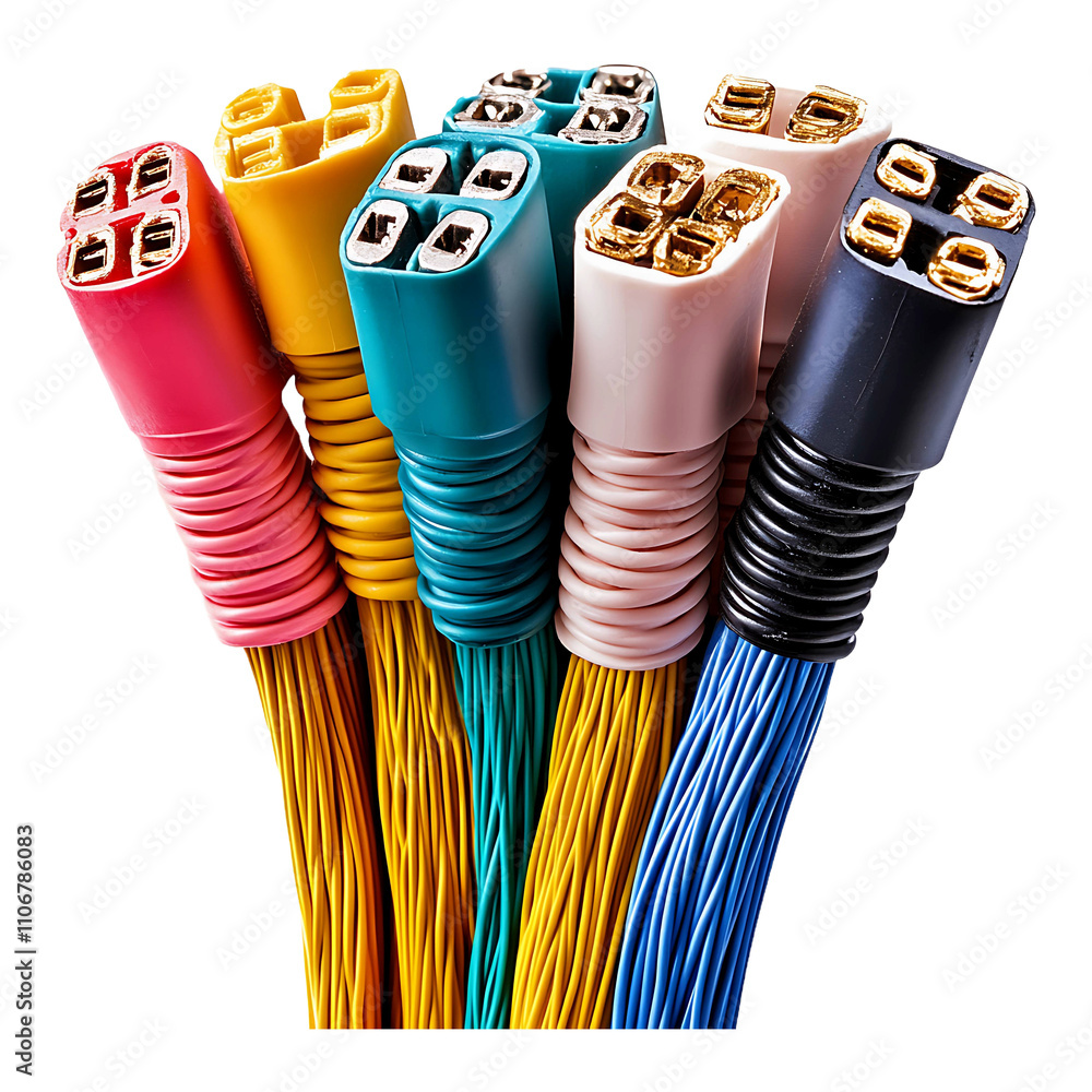 Obraz premium Copper Core Cable Bundle isolated on transparent background.