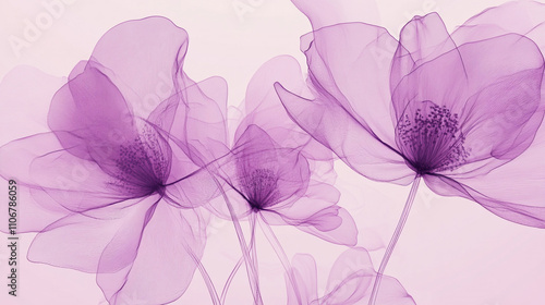 Sheer Purple Flowers  Abstract Floral Background  Soft Bloom Design