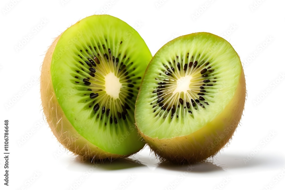 Isolated kiwi. One kiwi fruit cut in halves isolated on white background with clipping path Isolated kiwi. One kiwi fruit cut in halves isolated on white background with clipping path