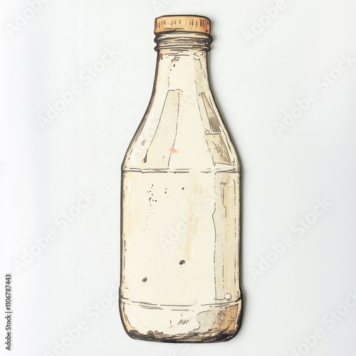 Wallpaper Mural Vintage scrapbook style collage paper cutout of a milk bottle on white background Torontodigital.ca