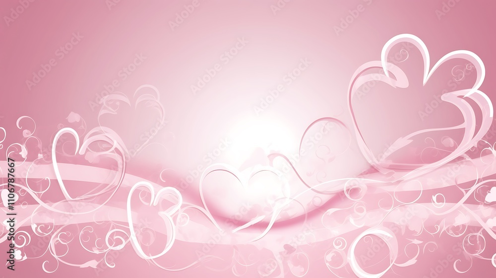 Delicate Pink Hearts Floral Background Design Delicate Pink Hearts Floral Background Design