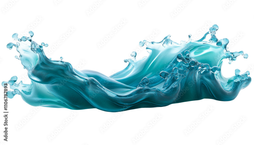 Dynamic Splash of Turquoise Liquid Captured in Mid-Air Against a White Background Dynamic Splash of Turquoise Liquid Captured in Mid-Air Against a White Background