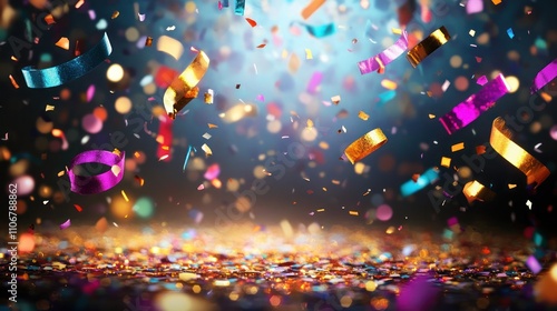 Happy New Year 2025 animated confetti and sparkling lights falling against a dark background for a festive effect