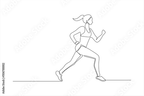 Continuous line drawing of a woman jogging. (2)