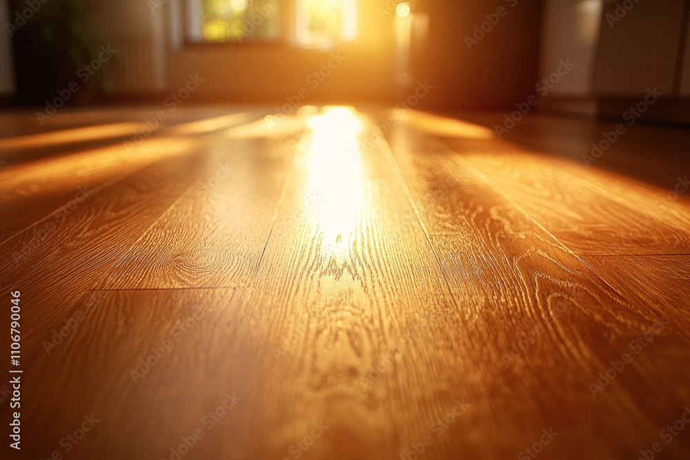 Sunlight streams through rustic wooden floorboards, casting warm golden hues. Sunlight streams through rustic wooden floorboards, casting warm golden hues.