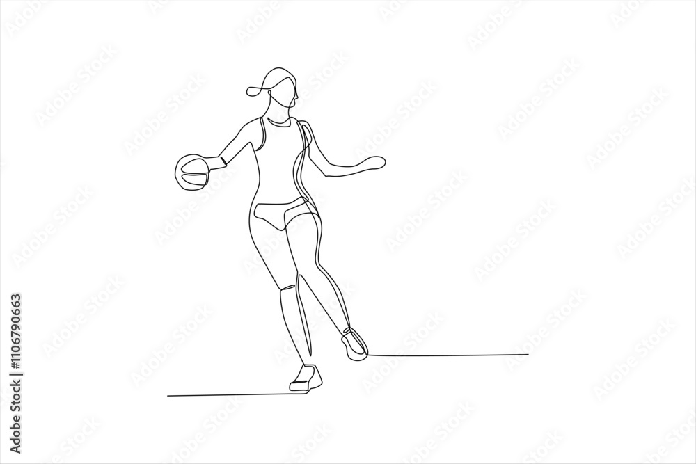 Single-line drawing of a woman playing volleyball. Single-line drawing of a woman playing volleyball.