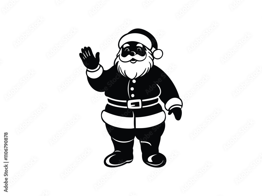 Obraz premium Standing Santa Silhouettes Waving Hello