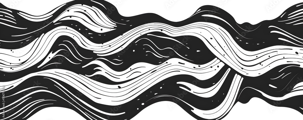 Fototapeta premium Abstract Black And White Wave Pattern Design