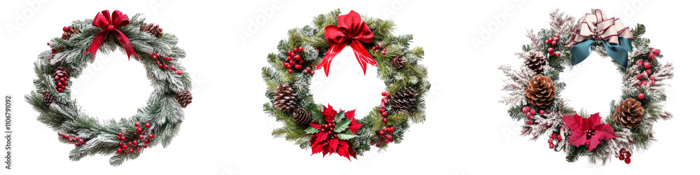 Collection of Christmas wreath isolated on transparent or white background Collection of Christmas wreath isolated on transparent or white background