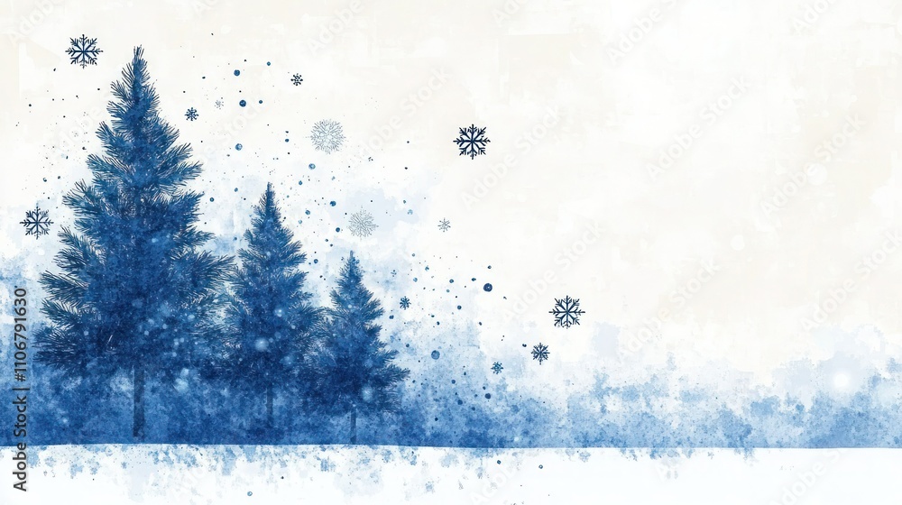 Winter Wonderland: Vector Christmas Background with Falling Snow, Pine Tree, and Snowflake Design Winter Wonderland: Vector Christmas Background with Falling Snow, Pine Tree, and Snowflake Design