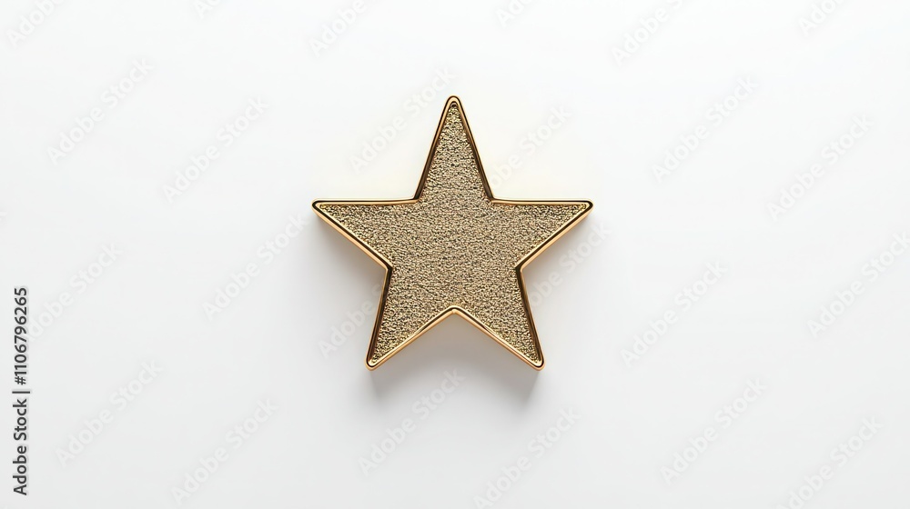 Golden Five Pointed Star for Ratings and Designs - Isolated Symbol on White Background Golden Five Pointed Star for Ratings and Designs - Isolated Symbol on White Background