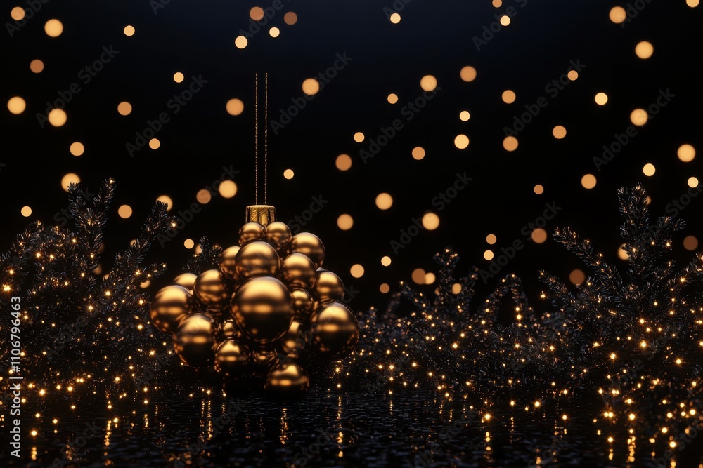 Black background and gold accents create an elegant and luxurious image. Black background and gold accents create an elegant and luxurious image.