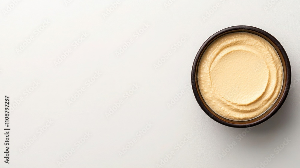 Tasty Hummus Spread on White Background - Top View Tasty Hummus Spread on White Background - Top View