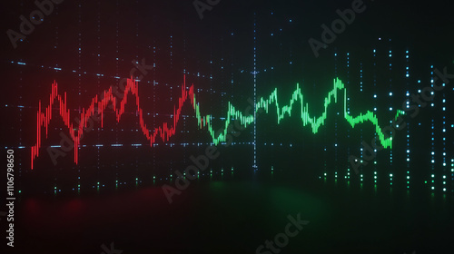 Neon Stock Market Chart  Red and Green Candlestick Graph