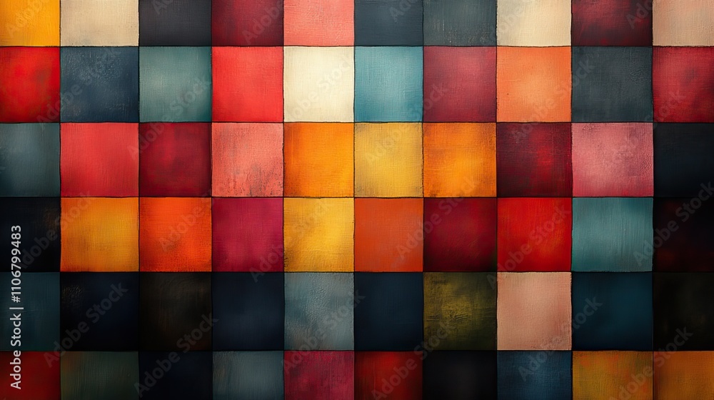 Fototapeta premium A colorful plaid pattern of checks displayed on a simple background