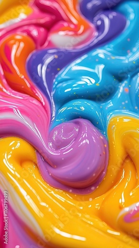 Swirling vibrant colors of slime texture. photo