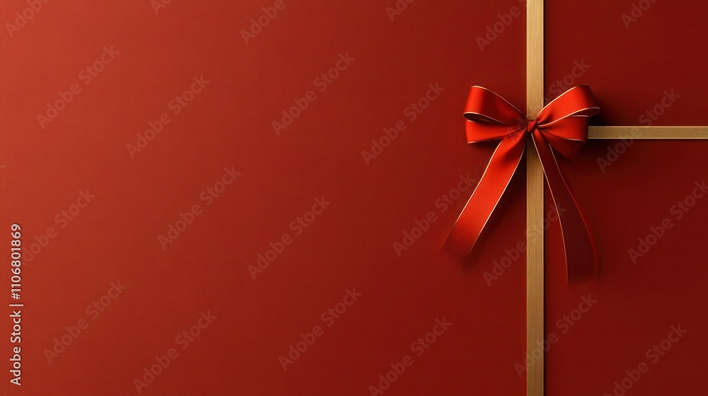 Red Ribbon and Gold Bow Isolated on White Background Red Ribbon and Gold Bow Isolated on White Background