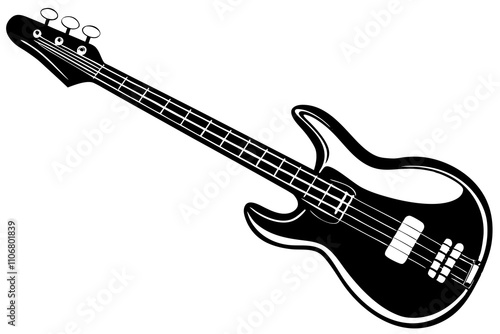 Electric bass guitar vector art illustration