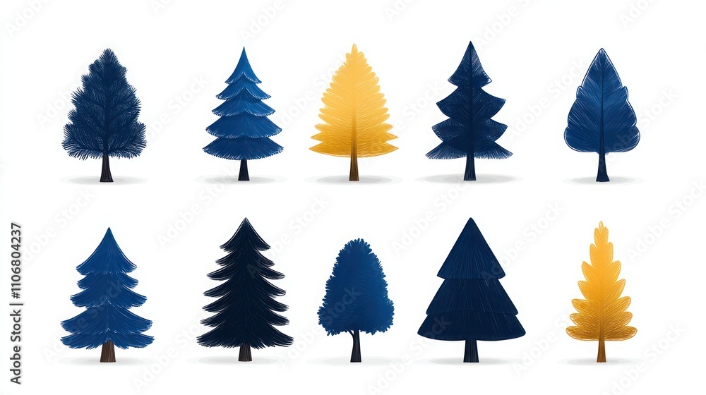 Fototapeta premium Festive Christmas Tree Elements for Holiday Designs - Vector Set