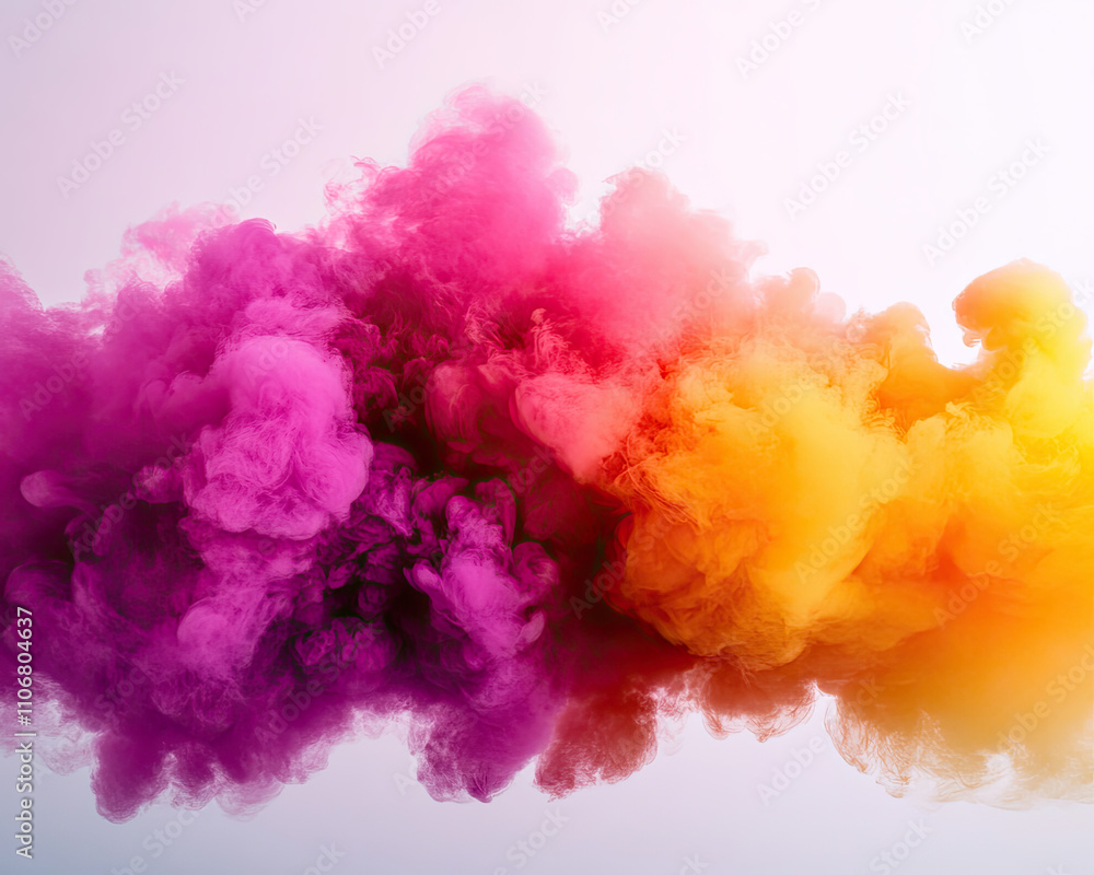 Vibrant colorful smoke clouds in pink, purple, and yellow against a soft background. Vibrant colorful smoke clouds in pink, purple, and yellow against a soft background.