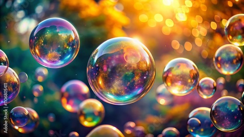 Captivating Soap Bubbles Floating in a Dreamlike World of Pastel Colors with a Magical Bokeh Effect, Invoking a Sense of Whimsy and Serenity in a Surreal Setting