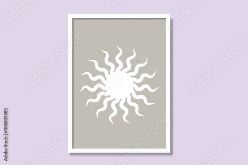 Nature shapes printable wall art posters. Modern framed Bauhaus canvas prints minimal Vector illustration art—elegance colorful aesthetic boho sun interior design. 