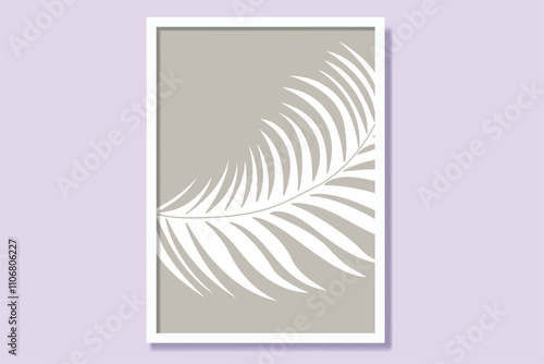 Palm leaves nature shapes printable wall art poster. Modern framed canvas prints minimal Vector illustration art. Elegance colorful interior artwork. 