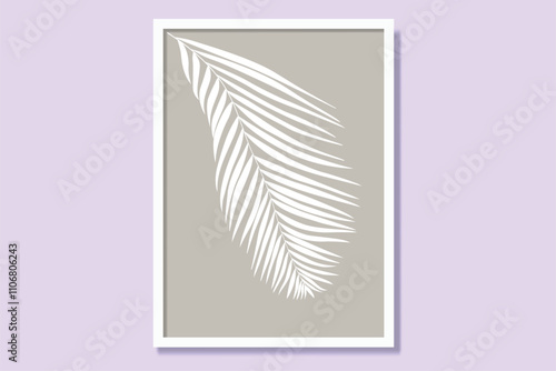 Palm leaves nature shapes printable wall art poster. Modern framed canvas prints minimal Vector illustration art. Elegance colorful interior design. 