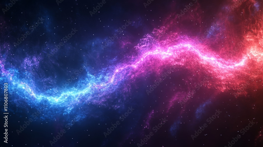 Fototapeta premium Abstract cosmic energy flow, vibrant pink and blue nebula in space.
