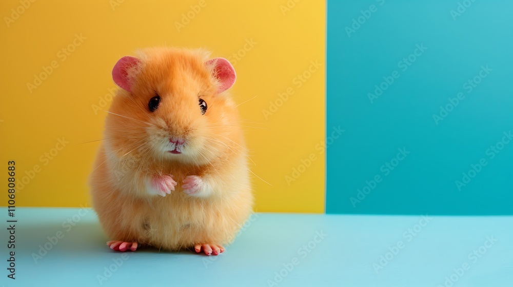 Hamster soft toy isolated on colorful background Hamster soft toy isolated on colorful background