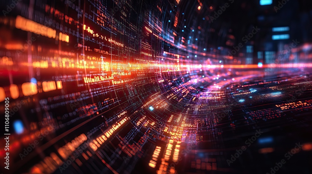 A digital background with code and computer screens, representing software development and coding in a futuristic style A digital background with code and computer screens, representing software development and coding in a futuristic style