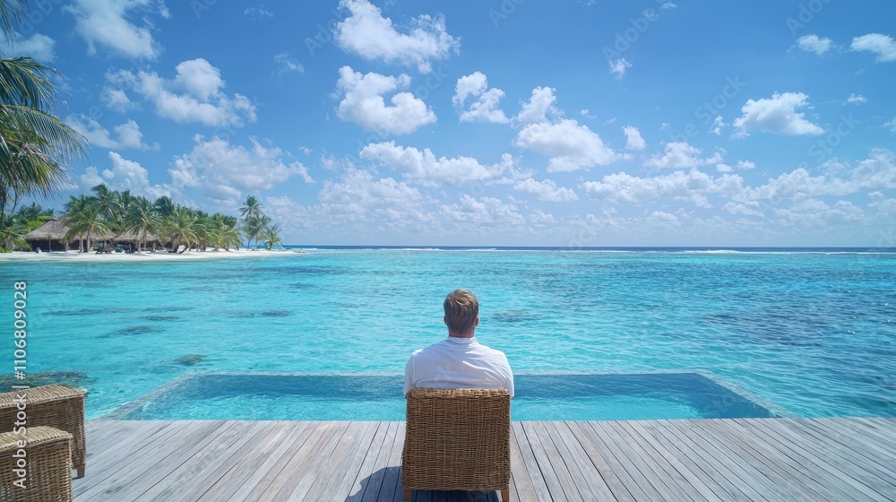 Fototapeta premium Tranquil Oceanfront Villa Luxury Vacation Relaxation