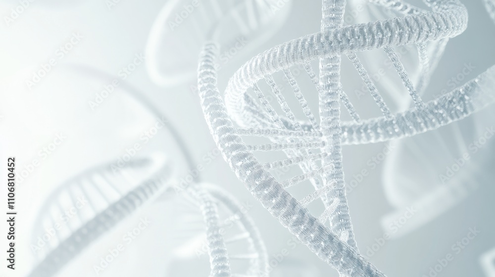 Obraz premium A 3D rendering of DNA strands, with a clean, white background