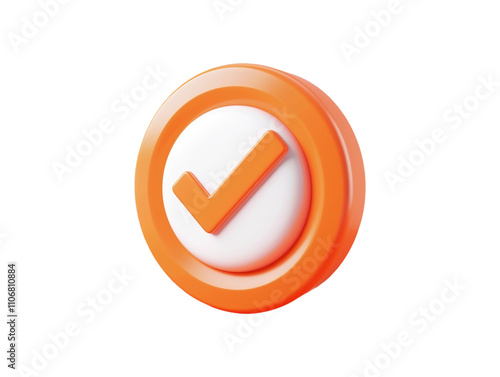 Check mark on rounded shape isolated on transparent background 