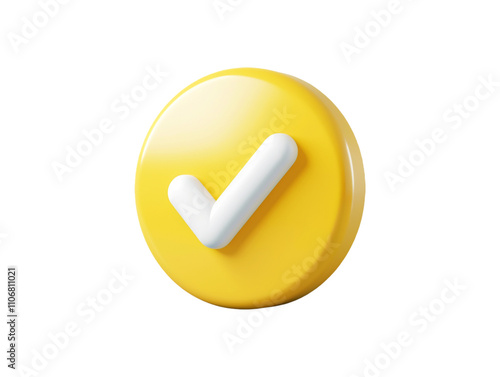 Check mark on rounded shape isolated on transparent background 