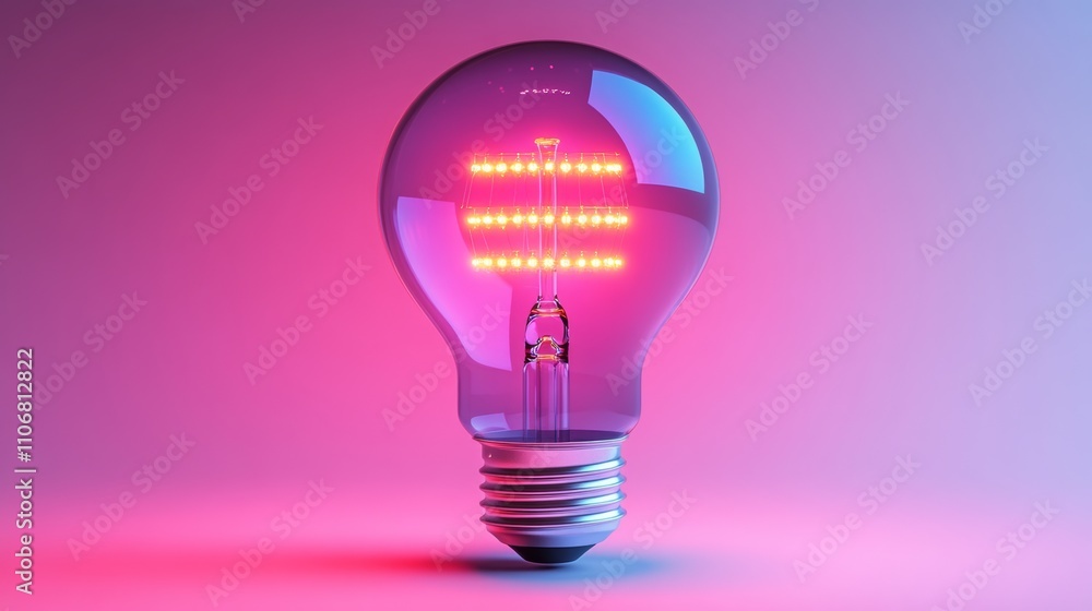 Colorful LED Bulb on Plain Background Colorful LED Bulb on Plain Background